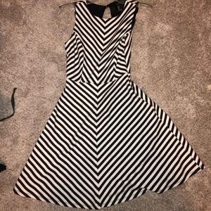 stripped, open back dress